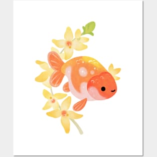 Ranchu and Forsythias 2 Posters and Art